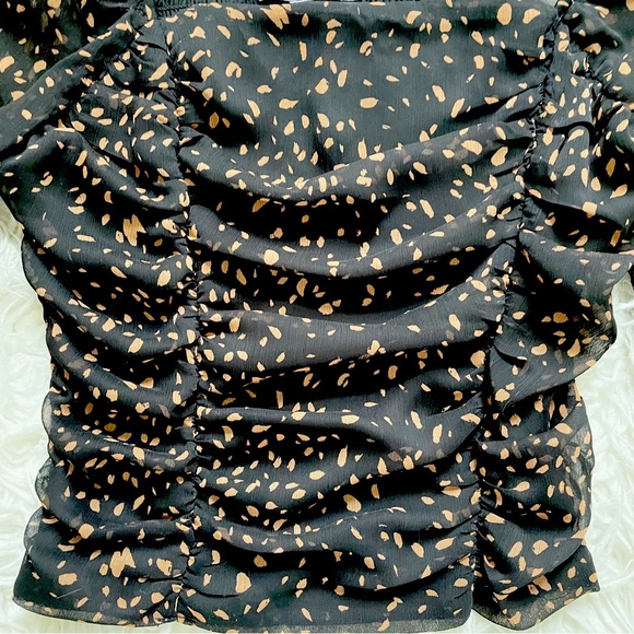 All in Favor Black and Orange Square-neck Ruched Top - Picture 6 of 10